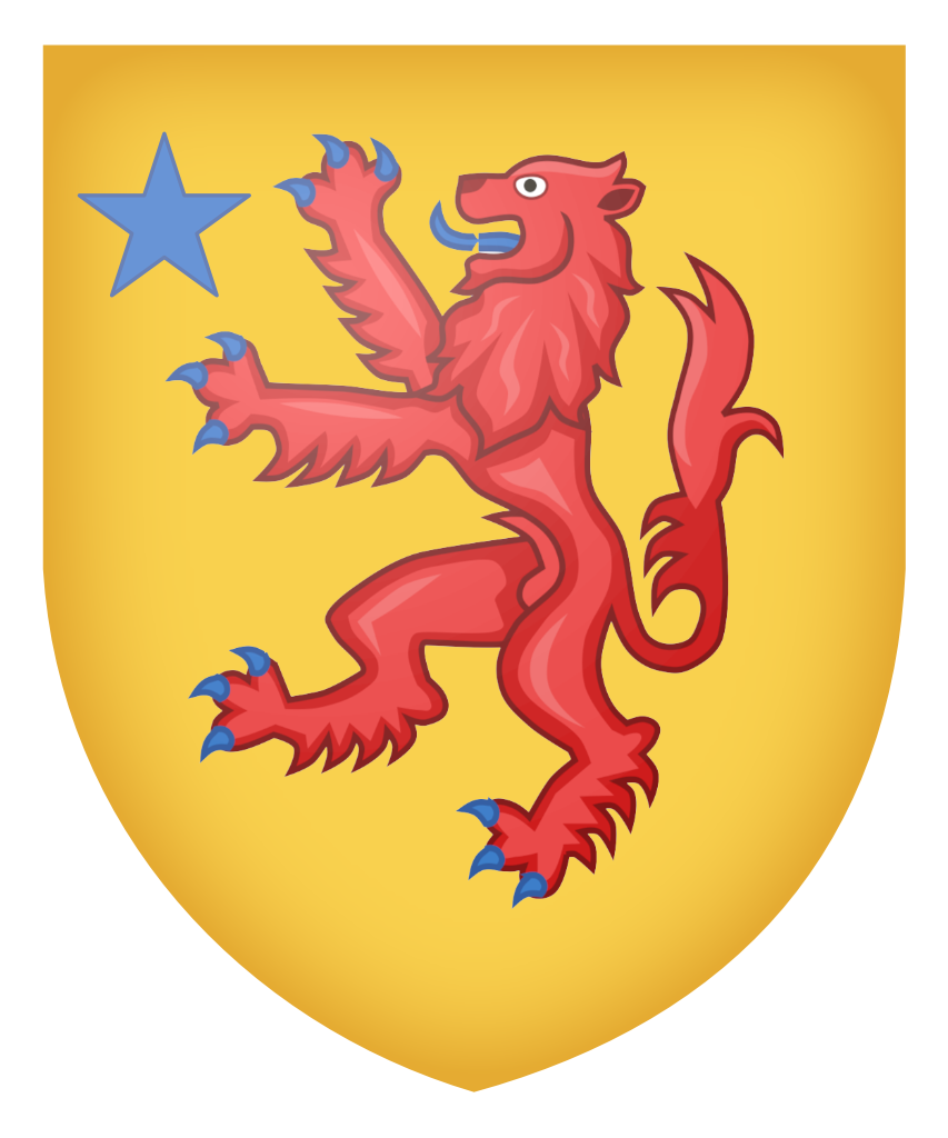 ferly of brad - Or, a lion rampant Gules with a mullet Azure between his forepaws