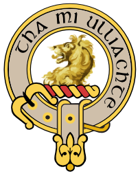 Clan Fairlie crest. Motto 'Tha mi uillacht' translates to 'I am prepared'. This version of the motto is interpreted by the author.